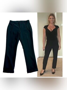 INC International Concepts black slim fit cuffed ankle hem trouser dress pants 6
